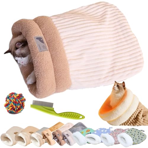 Katzen-Winterschlafsack, Katzenschlafsack für Hauskatzen, Katzenbetthöhle, 360°-Wickelung, bequem, halbgeschlossen, gemütlicher Haustierschlafsack, beruhigender Haustier-Kuschelsack, weicher Plüsch Katzen-Winterschlafsack, Katzenschlafsack für Hauskatzen, Katzenbetthöhle, 360°-Wickelung, bequem, halbgeschlossen, gemütlicher Haustierschlafsack, beruhigender Haustier-Kuschelsack, weicher Plüsch von Generisch