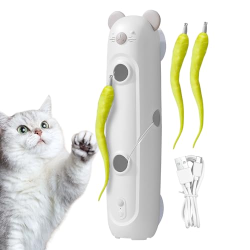 Katzenangel Teaser Spielzeug - Automatisches Katzen Spielzeug Mit Smart Sensor,Interaktives Haustierspielzeug Mit Federn - Für Wand Tür Boden Spielzeit Alltag Bewegung Routine Langeweile von Generisch