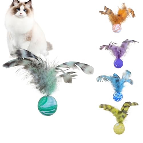 Katzenball – Hüpfendes rollendes Haustierspielzeug, interaktives Katzenspielzeug | Bunter Soundball mit Glöckchen, leichtes Jagdspielzeug für Hauskatzen, robuster Spielball für Bewegung und Stimulatio von Generisch