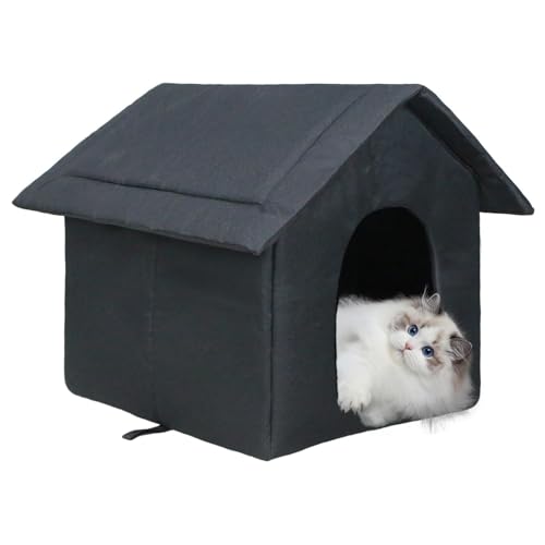 Katzenbett, Hundehütte für draußen, Katzenhaus für draußen, Hundehütten für draußen, Katzenhaus, Hochbeet, Strandmuschel, kleine Hundekäfige im Innenbereich, Haustierhütte (schwarz, 35 x 30 x 35 cm) von Generisch