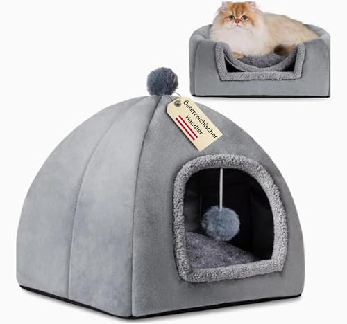 Katzenhöhle Katzen Grau 43x43x43cm - Faltbares Katzenbett mit Kissen, Katzenzelt für Kätzchen, mittelgroße Haustier, Katzenhaus für drinnen Katzenhöhle Katzen Grau 43x43x43cm - Faltbares Katzenbett mit Kissen, Katzenzelt für Kätzchen, mittelgroße Haustier, Katzenhaus für drinnen von Generisch
