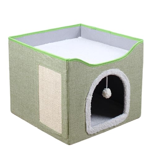 Katzenbetten für Indoor-Katzen – Großes Haus Katzenbett | Haustiernest Würfelhaus mit Plüschball & Kratzpad, niedliches Schlaf-Zelt, Haustierbedarf Katzenbetten für Indoor-Katzen – Großes Haus Katzenbett | Haustiernest Würfelhaus mit Plüschball & Kratzpad, niedliches Schlaf-Zelt, Haustierbedarf von Generisch