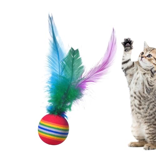 Katzenfederkugelspielzeug, Feder Bouncy Ball Cat Toy, Interaktives Katzenspielzeug für Innenkatzen mit natürlichen Federn, Hohe Elastizität Selbstverständlichkeitszähne Reinigungswerkzeug für große Ra Katzenfederkugelspielzeug, Feder Bouncy Ball Cat Toy, Interaktives Katzenspielzeug für Innenkatzen mit natürlichen Federn, Hohe Elastizität Selbstverständlichkeitszähne Reinigungswerkzeug für große Ra von Generisch