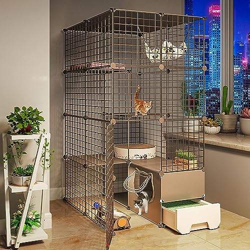 Katzengehege Laufstall für drinnen und draußen, große Übungsfläche mit Katzenklo Platz für mehrere Katzen Katzengehege Laufstall für drinnen und draußen, große Übungsfläche mit Katzenklo Platz für mehrere Katzen von Generisch