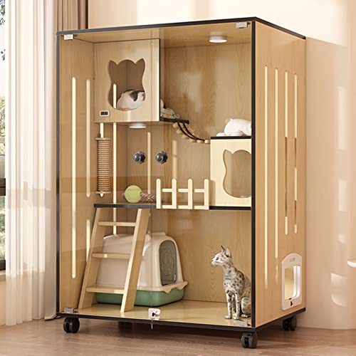 Katzengehege aus Holz mit Fluchttüren und Rollen, multifunktionales Katzenhaus für drinnen und draußen, für Zuhause, Tiergeschäft und Kreißsaal Katzengehege aus Holz mit Fluchttüren und Rollen, multifunktionales Katzenhaus für drinnen und draußen, für Zuhause, Tiergeschäft und Kreißsaal von Generisch