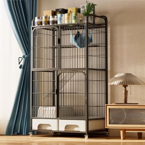 Katzengehege aus Metall, robuster Laufstall mit Rollen und Katzenklo, einfach zu montieren, für Katzen, Frettchen, Chinchillas Katzengehege aus Metall, robuster Laufstall mit Rollen und Katzenklo, einfach zu montieren, für Katzen, Frettchen, Chinchillas von Generisch