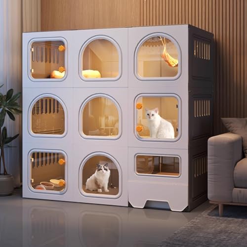 Katzengehege für Balkon, Katzenkäfig mit Katzentoilette, Katzengehege für Den Außenbereich mit HD Fenster, 3-stöckiger Katzenkäfig, Zusammengebaute Katzengehege, Übungsplatz für Katzen Katzengehege für Balkon, Katzenkäfig mit Katzentoilette, Katzengehege für Den Außenbereich mit HD Fenster, 3-stöckiger Katzenkäfig, Zusammengebaute Katzengehege, Übungsplatz für Katzen von Generisch