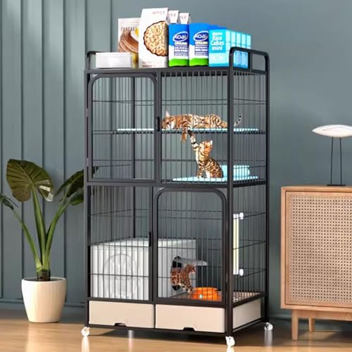 Katzengehege für Draußen, Katzenkäfige für Den Innenbereich, Katzenkäfig mit Katzentoilette, Robuster Katzenkäfig-laufstall mit Rädern, 4 Etagen, Katzenwohnung mit Wasserdichter Schublade Katzengehege für Draußen, Katzenkäfige für Den Innenbereich, Katzenkäfig mit Katzentoilette, Robuster Katzenkäfig-laufstall mit Rädern, 4 Etagen, Katzenwohnung mit Wasserdichter Schublade von Generisch