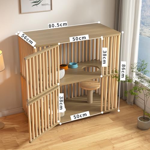 Katzengehege im Freien, großes Luxus-Katzenhaus aus Holz mit Rädern, Indoor/Outdoor Katzenkäfig für glückliche Katzenfreunde von Generisch