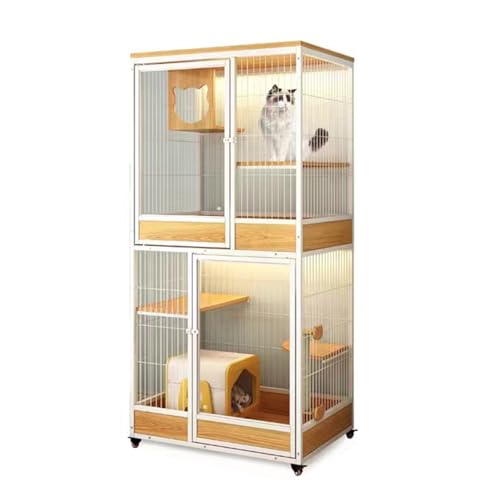 Katzengehege mit Belüftung, Rädern und mehrstufigem Design für sicheres Spielen im Innen- und Außenbereich von Generisch