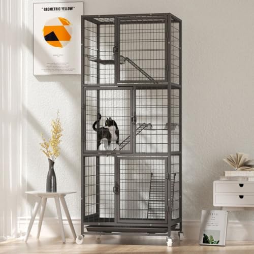 Katzengehege mit Plattformen und Rädern für den Innen- und Außenbereich, einfache Reinigungswanne von Generisch