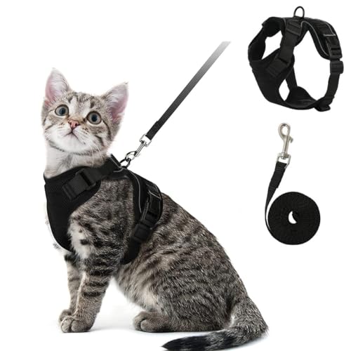 Katzengeschirr und Leine, entweichungsfrei, verstellbar, atmungsaktiv, leicht und weich, XS, geeignet für kleine Haustiere im Freien von Generisch