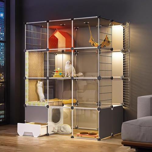 Generisch Katzenhaus Indoor mit Katzentoilette, Katzengehege für Draußen, Katzenkäfig für Mehrere Katzen, 4-stöckiger Katzenkäfig für Haustierwelpen, Frettchen, Igel, Einfach zu Montieren Generisch Katzenhaus Indoor mit Katzentoilette, Katzengehege für Draußen, Katzenkäfig für Mehrere Katzen, 4-stöckiger Katzenkäfig für Haustierwelpen, Frettchen, Igel, Einfach zu Montieren von Generisch