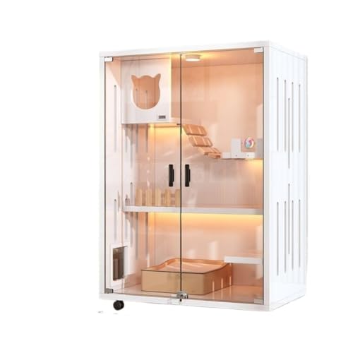 Katzenhaus Massivholz Katzenkäfig Doppelschicht Indoor Cattery Pet Nest Multifunktionaler Katzenschrank von Generisch