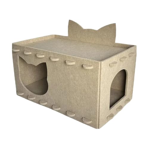 Katzenhaus Pappe - Kratzbett Katze | Cat Cardboard Graffer | Cat Nesting Box | Kratzbox für den Innenbereich | Katzentunnel aus Filz | Versteck für Kitty Hase von Generisch
