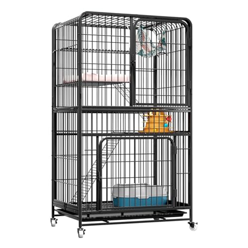 Katzenhaus auf Rädern, geräumiges Haus mit großem Eingang, mehrstöckiges Laufgitter für Kleintiere, einfache Selbstmontage von Generisch