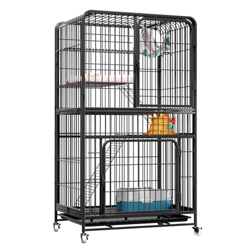 Katzenhaus auf Rädern, geräumiges Haus mit großem Eingang, mehrstöckiges Laufgitter für Kleintiere, einfache Selbstmontage Katzenhaus auf Rädern, geräumiges Haus mit großem Eingang, mehrstöckiges Laufgitter für Kleintiere, einfache Selbstmontage von Generisch