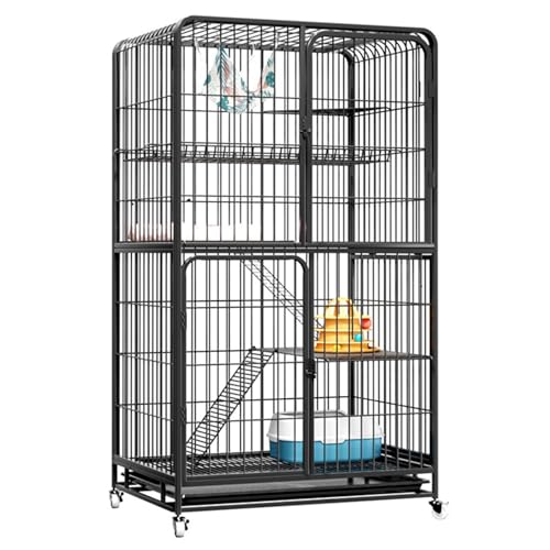 Katzenhaus auf Rädern, geräumiges Haus mit großem Eingang, mehrstöckiges Laufgitter für Kleintiere, einfache Selbstmontage Katzenhaus auf Rädern, geräumiges Haus mit großem Eingang, mehrstöckiges Laufgitter für Kleintiere, einfache Selbstmontage von Generisch