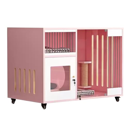 Katzenhaus aus Holz, Indoor-Katzengehege, Katzenkäfig, verdicktes Design, verbesserte Rollen, einfach zu montieren, für Kleintiere Katzenhaus aus Holz, Indoor-Katzengehege, Katzenkäfig, verdicktes Design, verbesserte Rollen, einfach zu montieren, für Kleintiere von Generisch