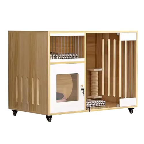 Katzenhaus aus Holz, Indoor-Katzengehege, Katzenkäfig, verdicktes Design, verbesserte Rollen, einfach zu montieren, für Kleintiere Katzenhaus aus Holz, Indoor-Katzengehege, Katzenkäfig, verdicktes Design, verbesserte Rollen, einfach zu montieren, für Kleintiere von Generisch