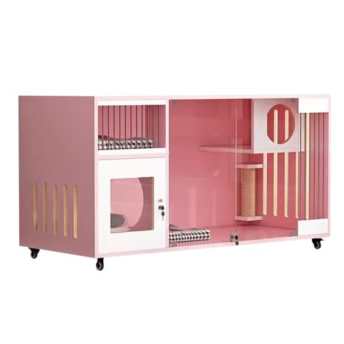 Katzenhaus aus Holz, Indoor-Katzengehege, Katzenkäfig, verdicktes Design, verbesserte Rollen, einfach zu montieren, für Kleintiere von Generisch