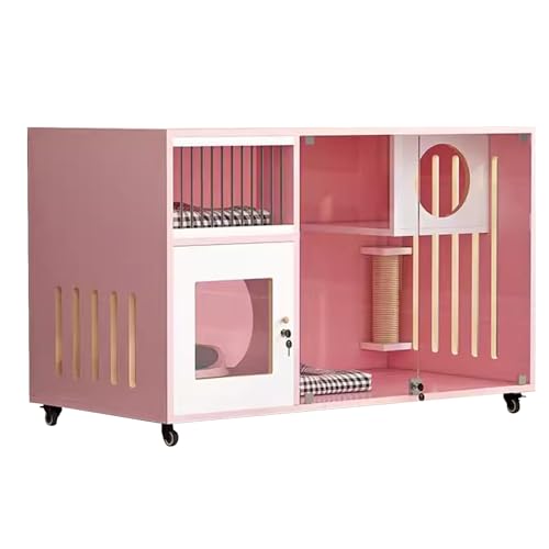 Katzenhaus aus Holz, Indoor-Katzengehege, Katzenkäfig, verdicktes Design, verbesserte Rollen, einfach zu montieren, für Kleintiere von Generisch