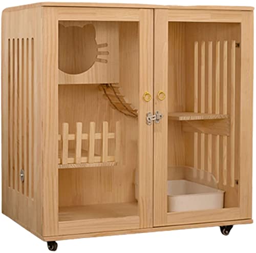 Katzenhaus aus Holz für Outdoor- und Indoor-Katzen – Luxuriöses Multifunktionskatzenhaus mit Rädern Katzenhaus aus Holz für Outdoor- und Indoor-Katzen – Luxuriöses Multifunktionskatzenhaus mit Rädern von Generisch