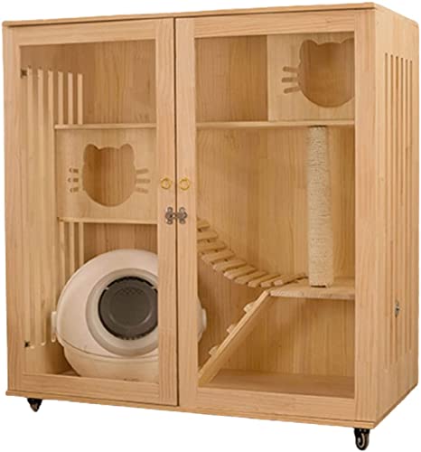 Katzenhaus aus Holz für Outdoor- und Indoor-Katzen mit Rädern – Multifunktionales Katzenhaus – Outdoor-Katzenhaus zum Spielen und Ausruhen Katzenhaus aus Holz für Outdoor- und Indoor-Katzen mit Rädern – Multifunktionales Katzenhaus – Outdoor-Katzenhaus zum Spielen und Ausruhen von Generisch
