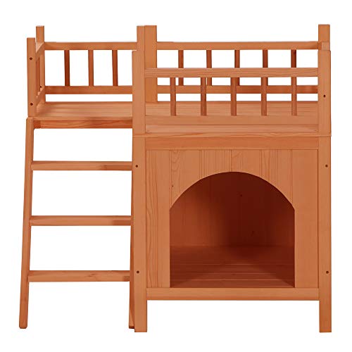 Katzenhaus aus Holz mit Balkon für Katzen, Orange / Rot Katzenhaus aus Holz mit Balkon für Katzen, Orange / Rot von Generisch