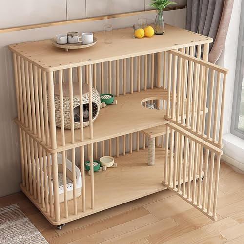 Katzenhaus für den Innenbereich mit Kratzbaum und Rädern, mehrstöckiger Holzvillenkäfig mit Fluchttüren für Kitty Spielen und Ausruhen Katzenhaus für den Innenbereich mit Kratzbaum und Rädern, mehrstöckiger Holzvillenkäfig mit Fluchttüren für Kitty Spielen und Ausruhen von Generisch