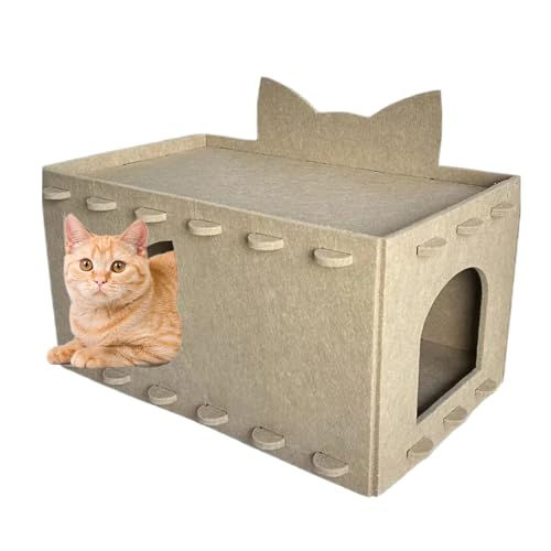 Katzenhaus mit integriertem – Weiche Filzhütte für Welpen – Multifunktionales doppellagiges Haus mit Steckmontage für mehrere Katzen von Generisch
