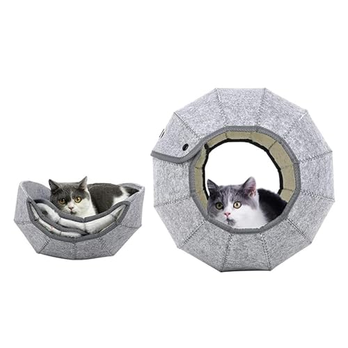 Katzenhöhlenbett – Faltbares Katzenrohr, Katzenball-Tunnel-Spielzeug, 55 x 13 x 7 cm, Katzenspielzeug, interaktiv für Indoor-Katzen, atmungsaktive Katzenbetten, lustiges Haustierbedarf, Grau Katzenhöhlenbett – Faltbares Katzenrohr, Katzenball-Tunnel-Spielzeug, 55 x 13 x 7 cm, Katzenspielzeug, interaktiv für Indoor-Katzen, atmungsaktive Katzenbetten, lustiges Haustierbedarf, Grau von Generisch