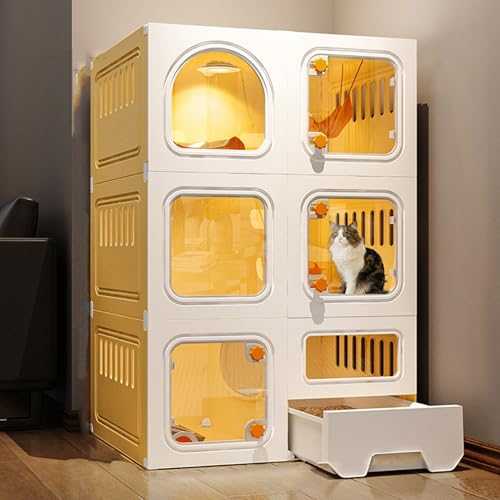 Katzenhütte Gehege mit Katzentoilette, Indoor Harz Kunststoff Katzenvilla und Laufstall für Große Übungsfläche, Einfache Montage Katzenhütte Gehege mit Katzentoilette, Indoor Harz Kunststoff Katzenvilla und Laufstall für Große Übungsfläche, Einfache Montage von Generisch