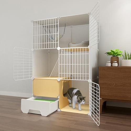 Katzenkäfig 3 Etagen Innengehege mit Katzenklo Laufstall für Kleintiere und Hunde Idealer Übungsraum für 1-3 Katzen von Generisch