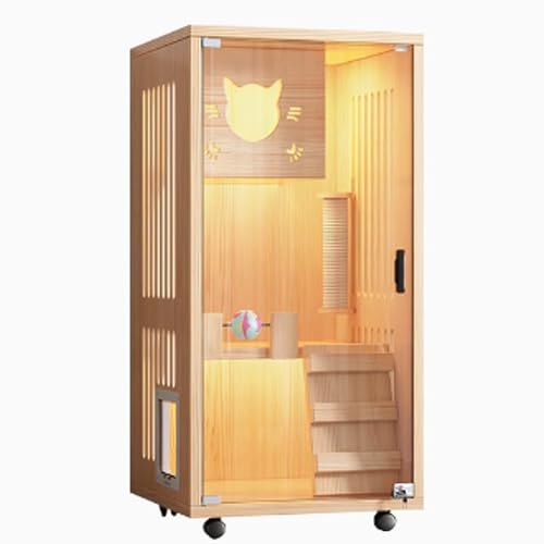 Katzenkäfig Holz, Katzenhaus, Geschlossenes Katzenlaufstall, Katzengehege Innen, Katzenkiste mit Universalrollen für Kaninchen Kleintiere Katzenkäfig Holz, Katzenhaus, Geschlossenes Katzenlaufstall, Katzengehege Innen, Katzenkiste mit Universalrollen für Kaninchen Kleintiere von Generisch