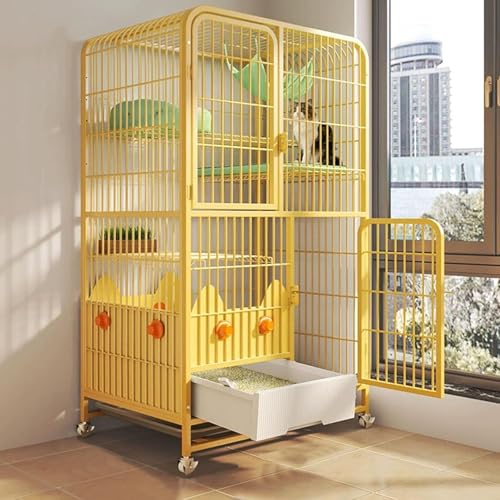 Katzenkäfig - Indoor Metall Haustierkäfig mit Katzentoilette, Laufstall mit Rollen und Türschloss-Design Katzenkäfig - Indoor Metall Haustierkäfig mit Katzentoilette, Laufstall mit Rollen und Türschloss-Design von Generisch