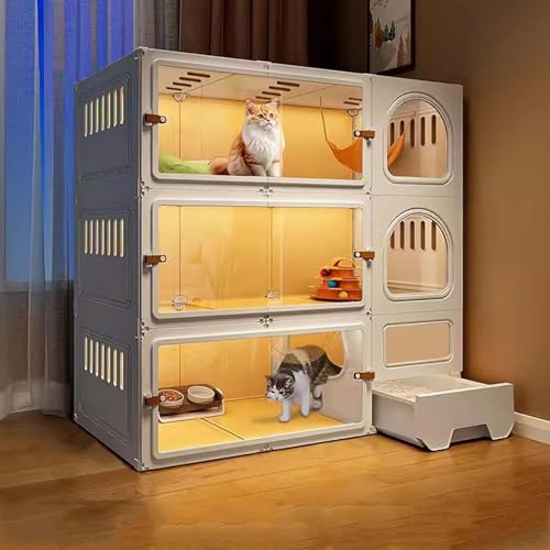 Katzenkäfig Indoor mit Katzenklo Großes Haustiergehege mit Schiebetür für bequemen Wohnraum Katzenkäfig Indoor mit Katzenklo Großes Haustiergehege mit Schiebetür für bequemen Wohnraum von Generisch