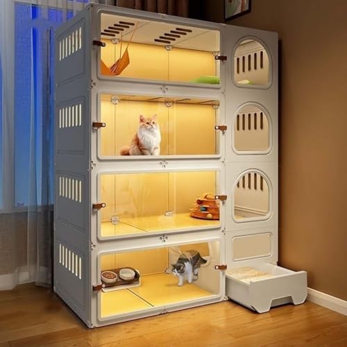 Katzenkäfig Indoor mit Katzenklo Großes Haustiergehege mit Schiebetür für bequemen Wohnraum Katzenkäfig Indoor mit Katzenklo Großes Haustiergehege mit Schiebetür für bequemen Wohnraum von Generisch