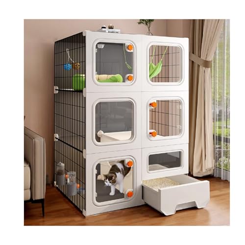 Katzenkäfig Indoor mit Katzenklo und Türschloss - Verdicktes Kunststoff- und Harzmaterial, integriertes Design, einfach zu installieren, für Katzen von Generisch