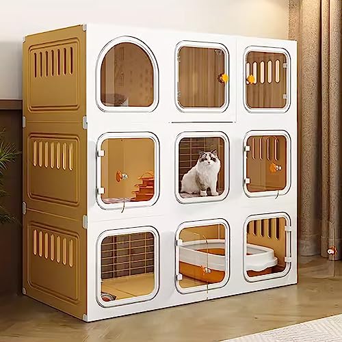 Katzenkäfig Indoor mit Katzenleiter, Kratzbaum und Katzenbett - Ideal für Kätzchen, Welpen, Meerschweinchen, Kaninchen, Chinchillas, Frettchen - Großer Übungsplatz von Generisch