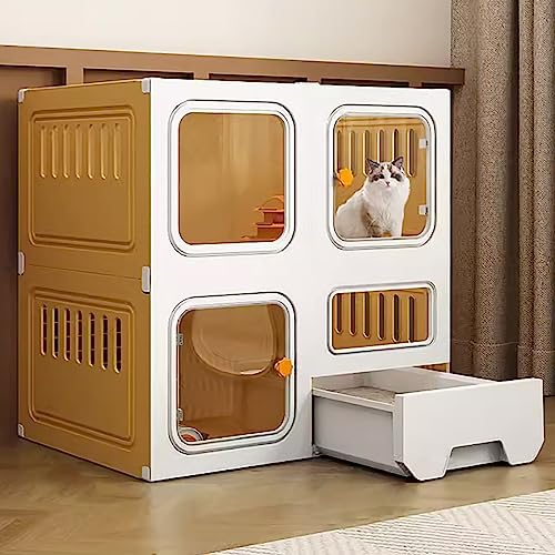 Katzenkäfig Indoor mit Leiter, Katzenklo, Kratzbaum und Bett, Mehrzweck-Kleintiergehege für Kätzchen, Welpen, Meerschweinchen, Kaninchen, geräumiger Spielplatz für Haustiere Katzenkäfig Indoor mit Leiter, Katzenklo, Kratzbaum und Bett, Mehrzweck-Kleintiergehege für Kätzchen, Welpen, Meerschweinchen, Kaninchen, geräumiger Spielplatz für Haustiere von Generisch
