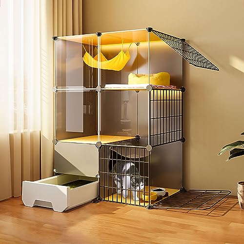 Katzenkäfig Innen, Großer Übungsplatz Ideal für 1-3 Katzen, Abnehmbarer Metalldraht Haustier Laufstall Katzenhaus mit Katzentoilette, DIY Kätzchen Käfig Zwinger Kiste Katzenkäfig Innen, Großer Übungsplatz Ideal für 1-3 Katzen, Abnehmbarer Metalldraht Haustier Laufstall Katzenhaus mit Katzentoilette, DIY Kätzchen Käfig Zwinger Kiste von Generisch
