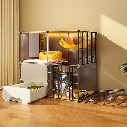 Katzenkäfig Innen, Großer Übungsplatz Ideal für 1-3 Katzen, Abnehmbarer Metalldraht Haustier Laufstall Katzenhaus mit Katzentoilette, DIY Kätzchen Käfig Zwinger Kiste Katzenkäfig Innen, Großer Übungsplatz Ideal für 1-3 Katzen, Abnehmbarer Metalldraht Haustier Laufstall Katzenhaus mit Katzentoilette, DIY Kätzchen Käfig Zwinger Kiste von Generisch