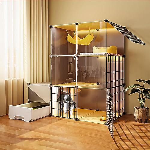 Katzenkäfig Innen, Großer Übungsplatz Ideal für 1-3 Katzen, Abnehmbarer Metalldraht Haustier Laufstall Katzenhaus mit Katzentoilette, DIY Kätzchen Käfig Zwinger Kiste Katzenkäfig Innen, Großer Übungsplatz Ideal für 1-3 Katzen, Abnehmbarer Metalldraht Haustier Laufstall Katzenhaus mit Katzentoilette, DIY Kätzchen Käfig Zwinger Kiste von Generisch