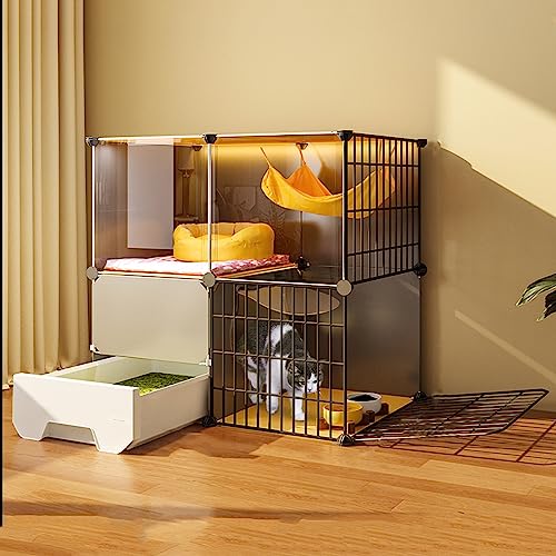 Katzenkäfig Innen, transparentes und sichtbares Katzenhaus mit vollständig geschlossener Katzentoilette DIY Kleintier-Laufstall Mehrschichtiger Raum Tragbares Metalldraht Haustiergehege Katzenkäfig Innen, transparentes und sichtbares Katzenhaus mit vollständig geschlossener Katzentoilette DIY Kleintier-Laufstall Mehrschichtiger Raum Tragbares Metalldraht Haustiergehege von Generisch