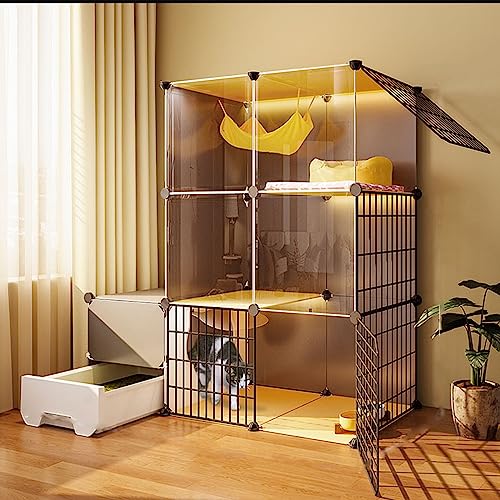 Katzenkäfig Innen, transparentes und sichtbares Katzenhaus mit vollständig geschlossener Katzentoilette DIY Kleintier-Laufstall Mehrschichtiger Raum Tragbares Metalldraht Haustiergehege Katzenkäfig Innen, transparentes und sichtbares Katzenhaus mit vollständig geschlossener Katzentoilette DIY Kleintier-Laufstall Mehrschichtiger Raum Tragbares Metalldraht Haustiergehege von Generisch