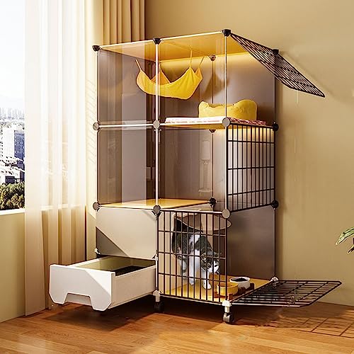 Katzenkäfig Innen, transparentes und sichtbares Katzenhaus mit vollständig geschlossener Katzentoilette DIY Kleintier-Laufstall Mehrschichtiger Raum Tragbares Metalldraht Haustiergehege Katzenkäfig Innen, transparentes und sichtbares Katzenhaus mit vollständig geschlossener Katzentoilette DIY Kleintier-Laufstall Mehrschichtiger Raum Tragbares Metalldraht Haustiergehege von Generisch