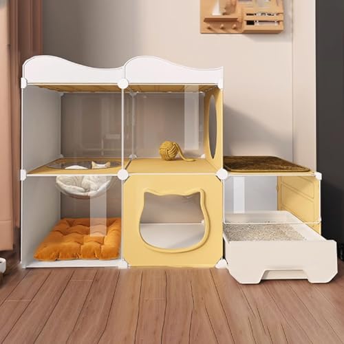 Katzenkäfig Innengehege mit Katzenklo, transparenter Katzenlaufstall für Frettchen und Kleintiere, Geschlossene Katzenhütte, sicheres und geräumiges Design Katzenkäfig Innengehege mit Katzenklo, transparenter Katzenlaufstall für Frettchen und Kleintiere, Geschlossene Katzenhütte, sicheres und geräumiges Design von Generisch