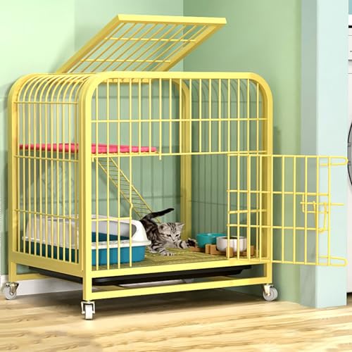 Katzenkäfig - Katzengehege 4 Universalrädern, Katzenkäfig Katzengehege Outdoor/Indoor Kleintierkäfig Katzen Transportbox Katze Gehege für Kleintiere Balkon Leicht Zu Montieren (Holzfarbe, Klein) von Generisch