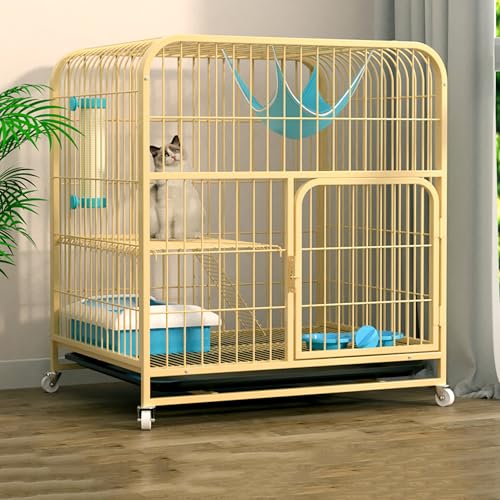 Katzenkäfig - Katzengehege 4 Universalrädern, Katzenkäfig Katzengehege Outdoor/Indoor Kleintierkäfig Katzen Transportbox Katze Gehege für Kleintiere Balkon Leicht Zu Montieren (Holzfarbe, Mittel) von Generisch